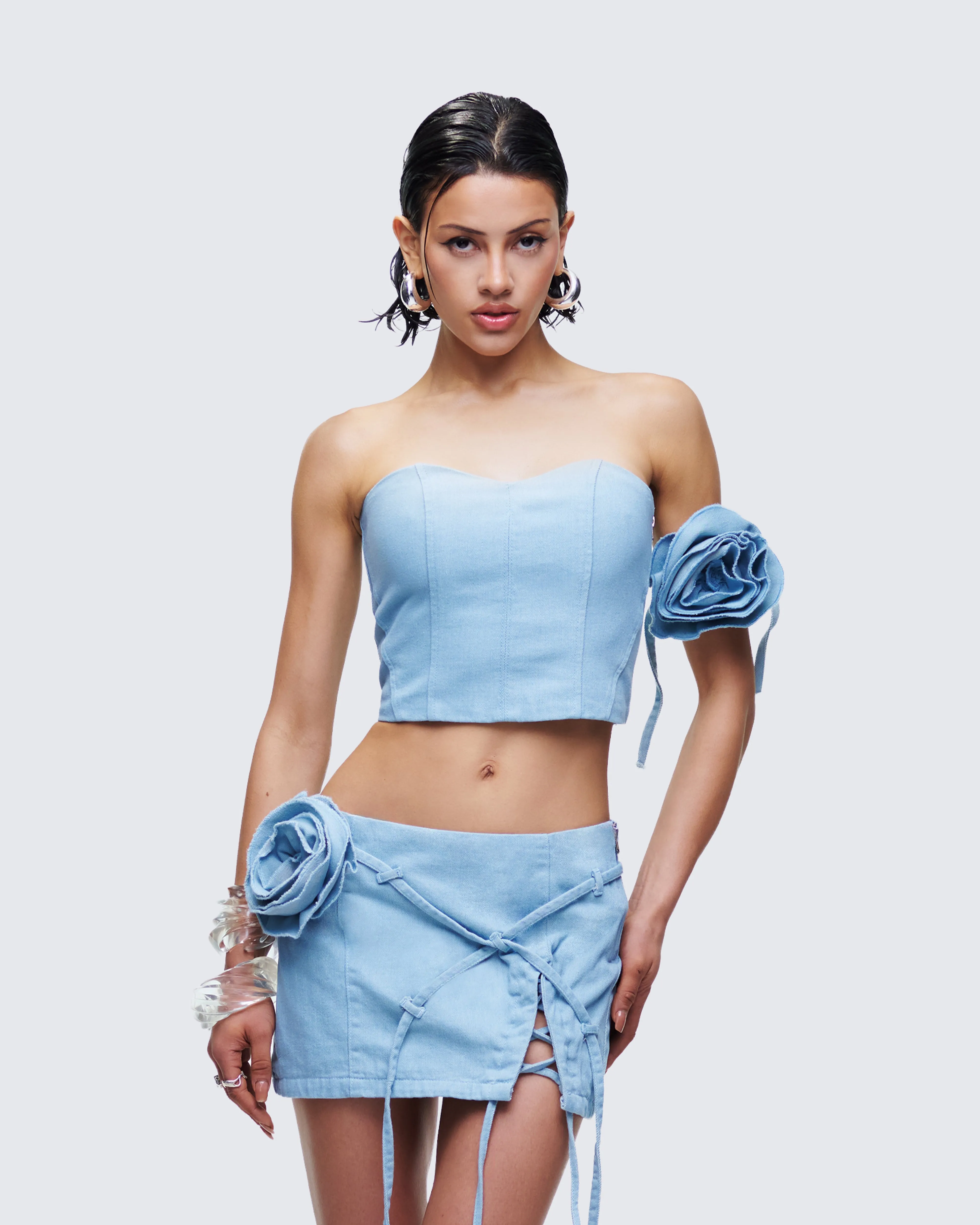 Delores Blue Denim Bustier Top sold by Finesse product image thumbnail 3