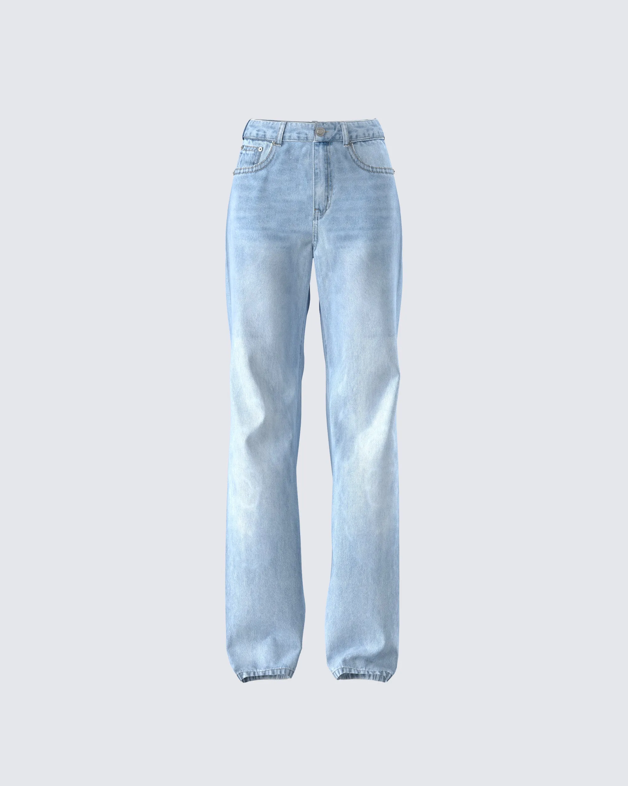 Zo Blue Denim Straight Leg Jean sold by Finesse