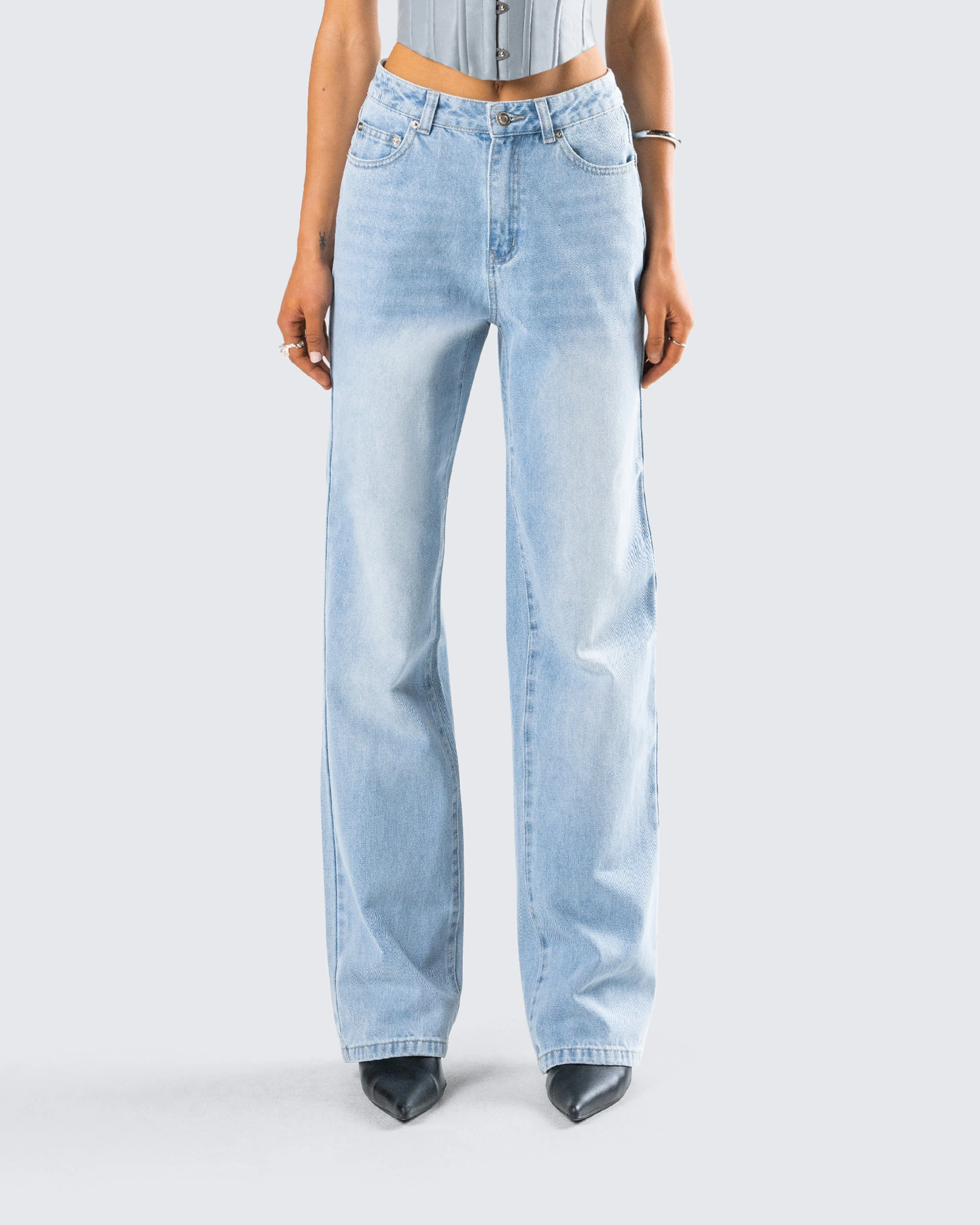 Zo Blue Denim Straight Leg Jean sold by Finesse product image thumbnail 4