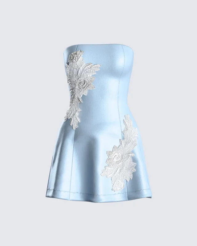 Viv Blue Applique Mini Dress sold by Finesse