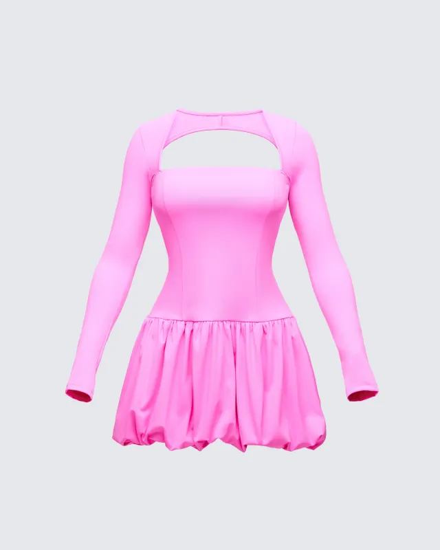 Pili Pink Drop Bubble Hem Micro Mini Dress sold by Finesse