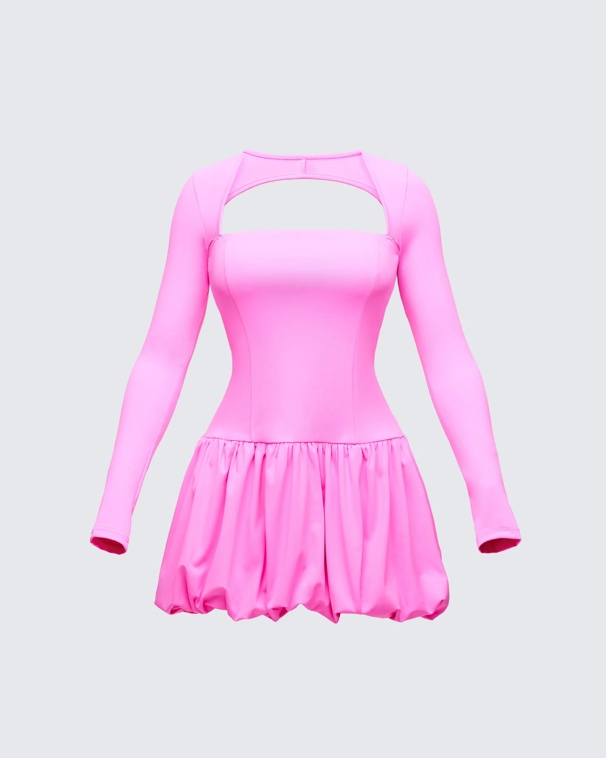 Pili Pink Drop Bubble Hem Micro Mini Dress sold by Finesse