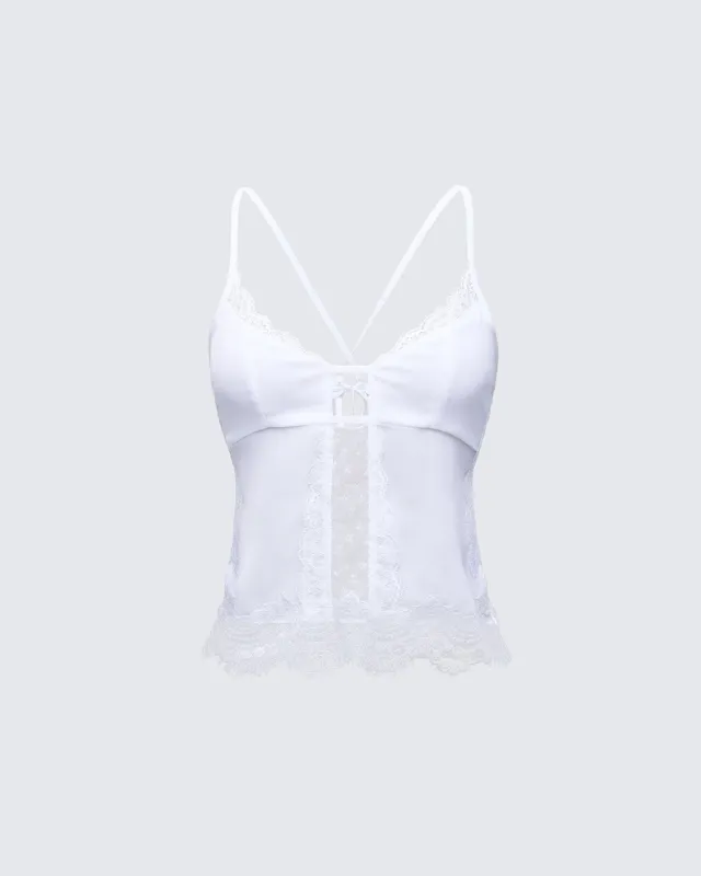 Delphina White Lace Mix Cami Top sold by Finesse