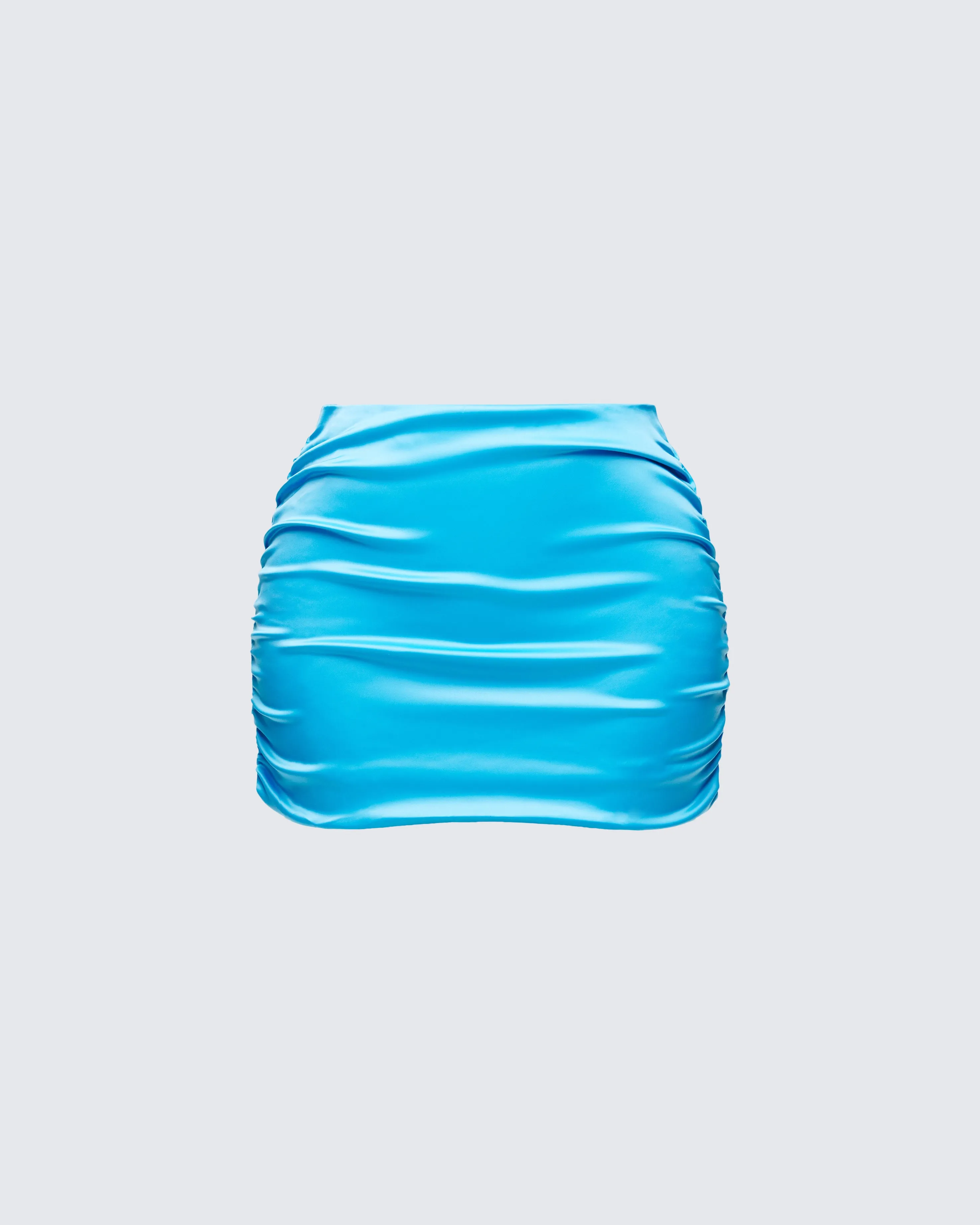 Saranna Blue Satin Micro Mini Skirt sold by Finesse