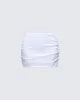 Saranna White Satin Micro Mini Skirt sold by Finesse