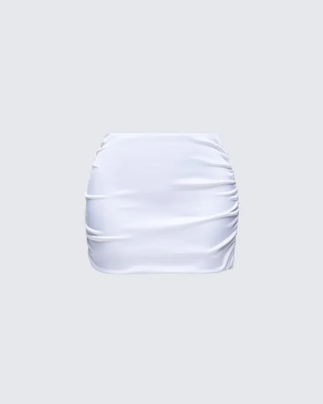 Saranna White Satin Micro Mini Skirt sold by Finesse