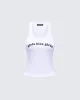 Joel White Ribbed Slogan Tank sold by Finesse