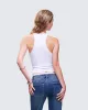 Joel White Ribbed Slogan Tank sold by Finesse