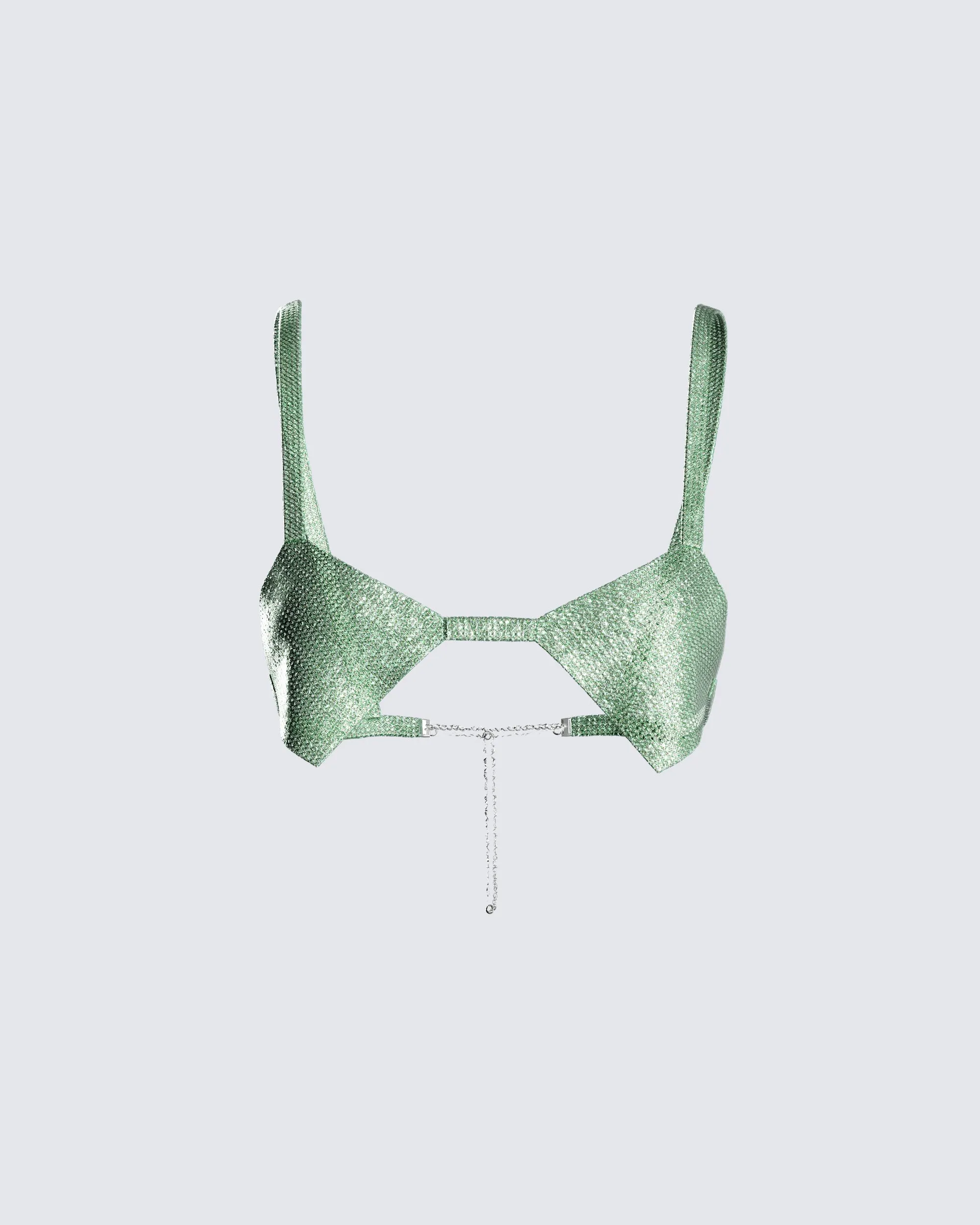 Lula Green Rhinestone Top sold by Finesse