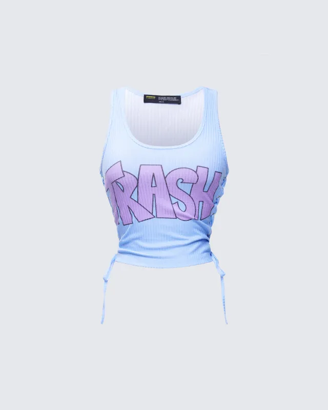 Nixie Blue Lace Up Graphic Tank sold by Finesse