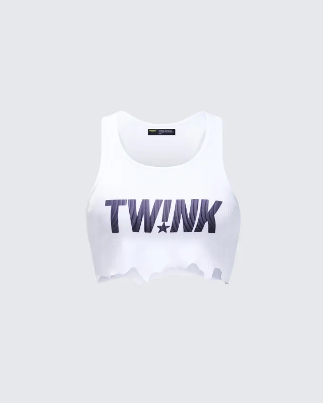 Maxine White Graphic Cut Off Tank sold by Finesse