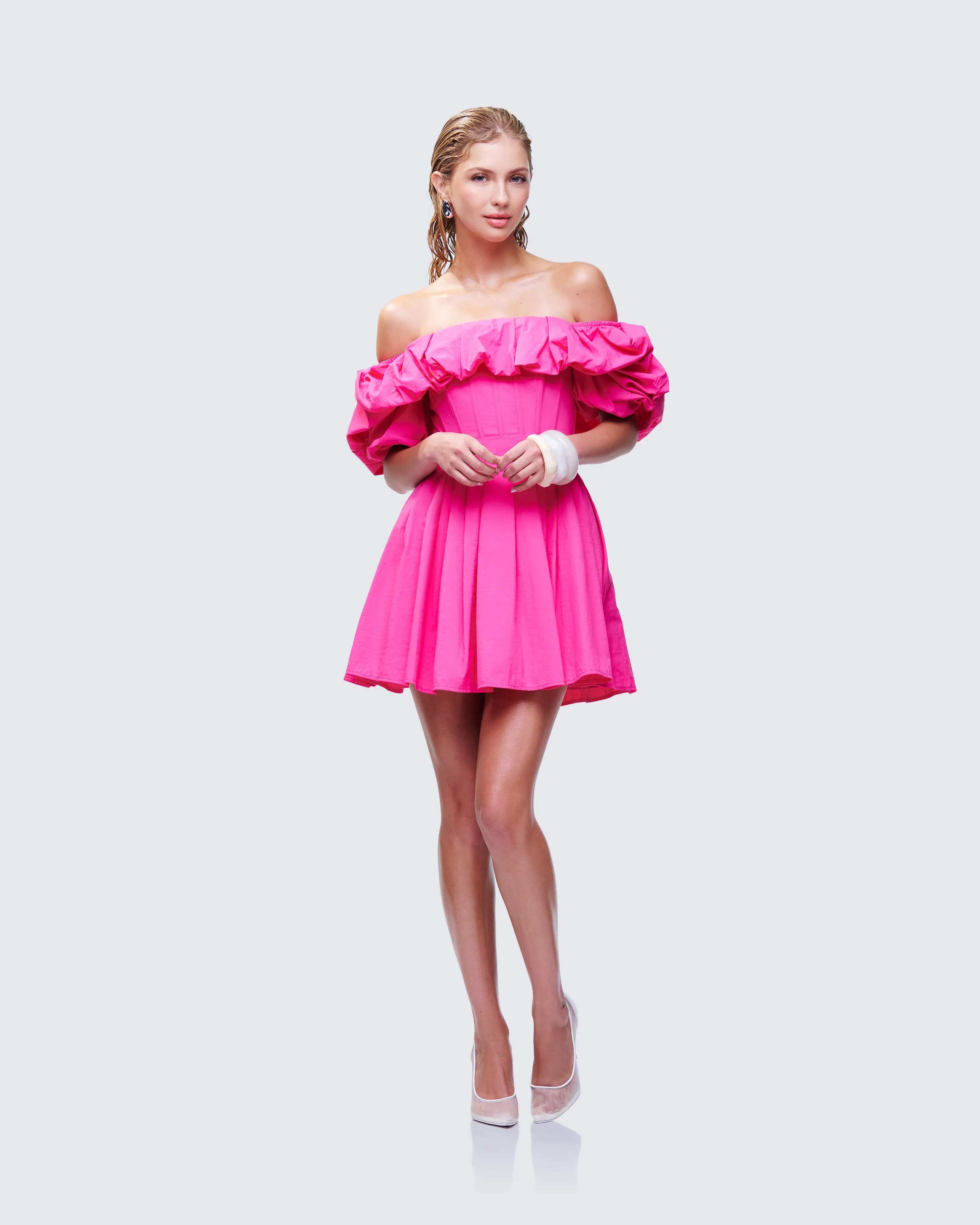 Rose Pink Corset Off Shoulder Mini Dress sold by Finesse product image thumbnail 3