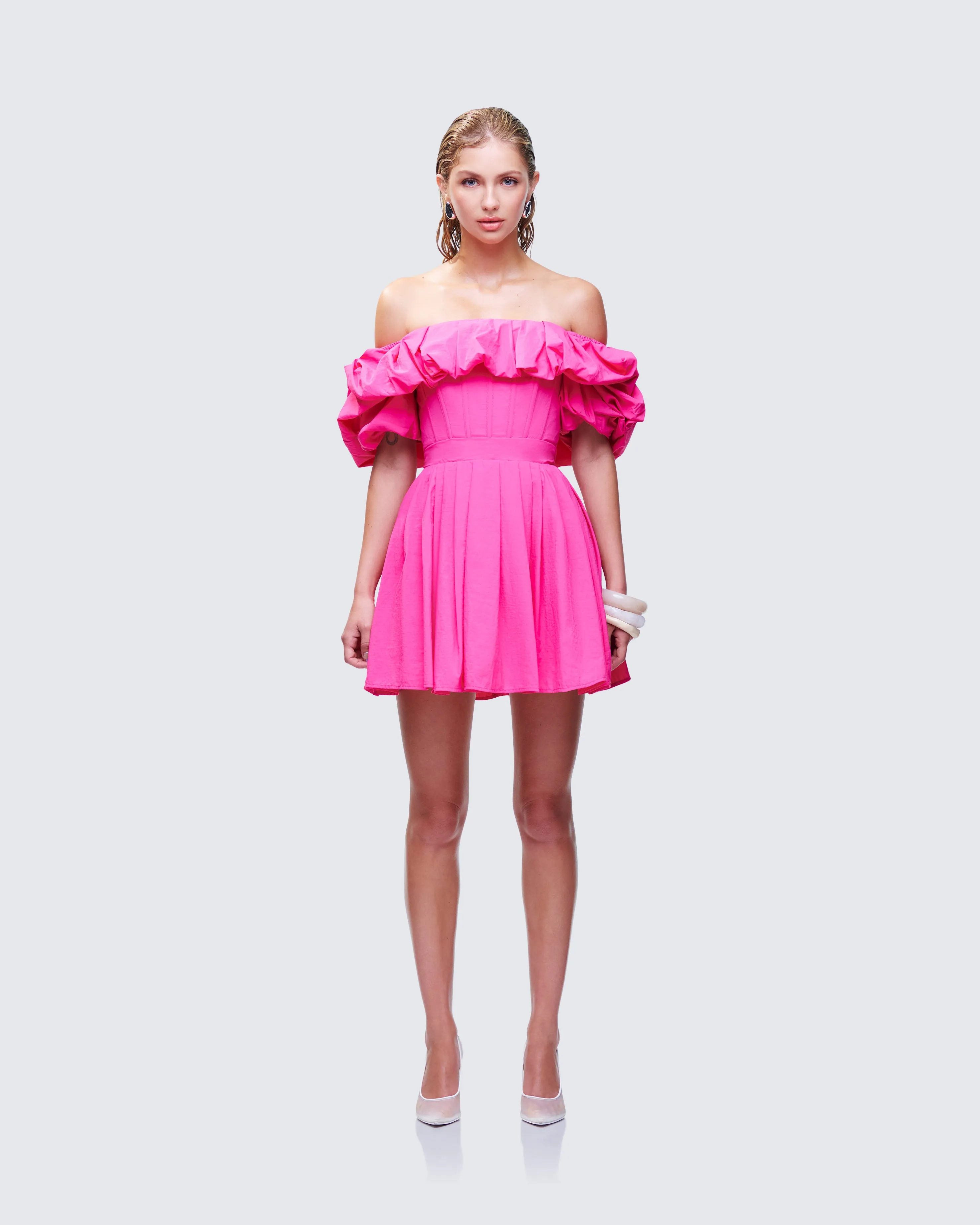 Rose Pink Corset Off Shoulder Mini Dress sold by Finesse product image thumbnail 2