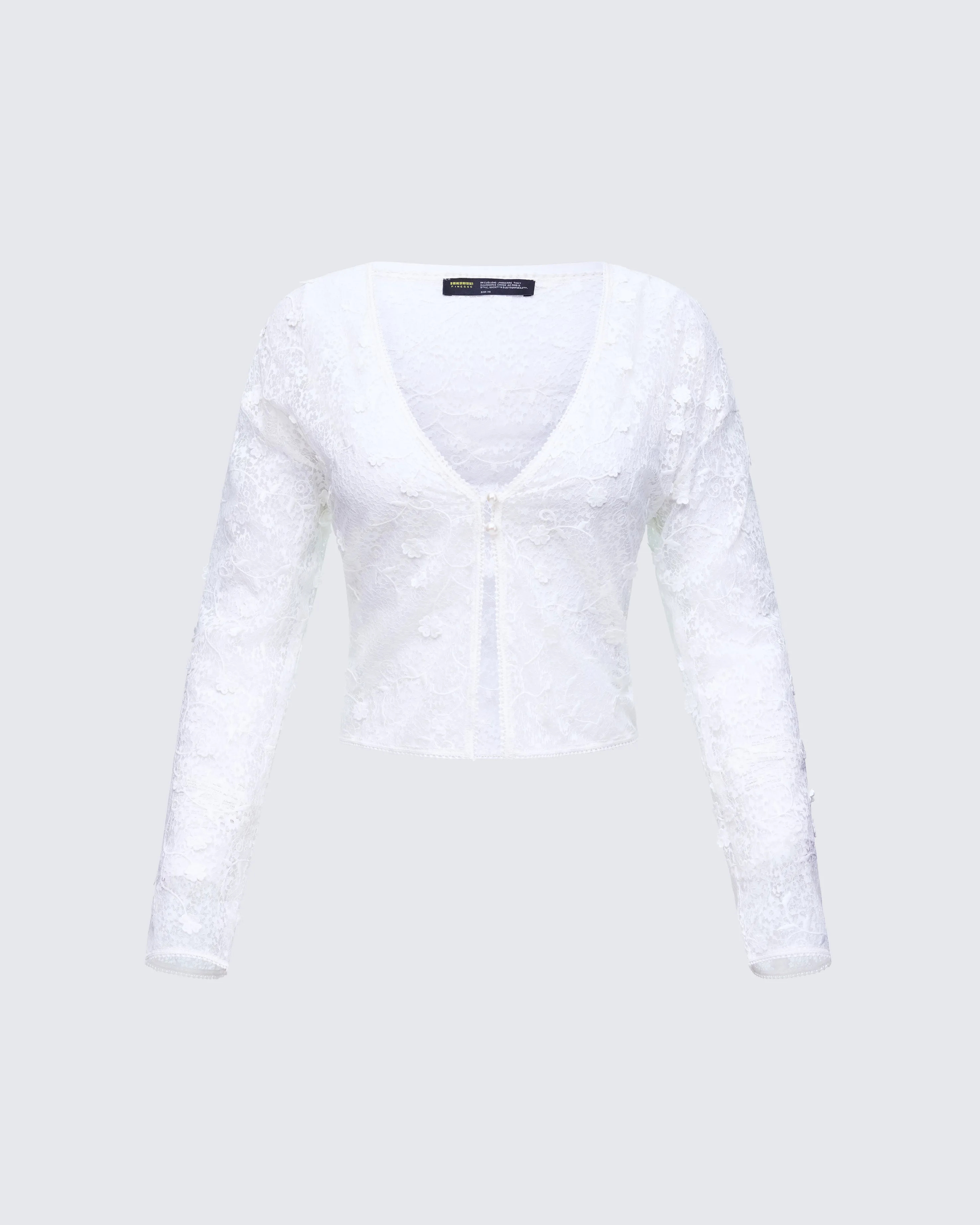 Keturah White Embroidered Lace Cardigan sold by Finesse