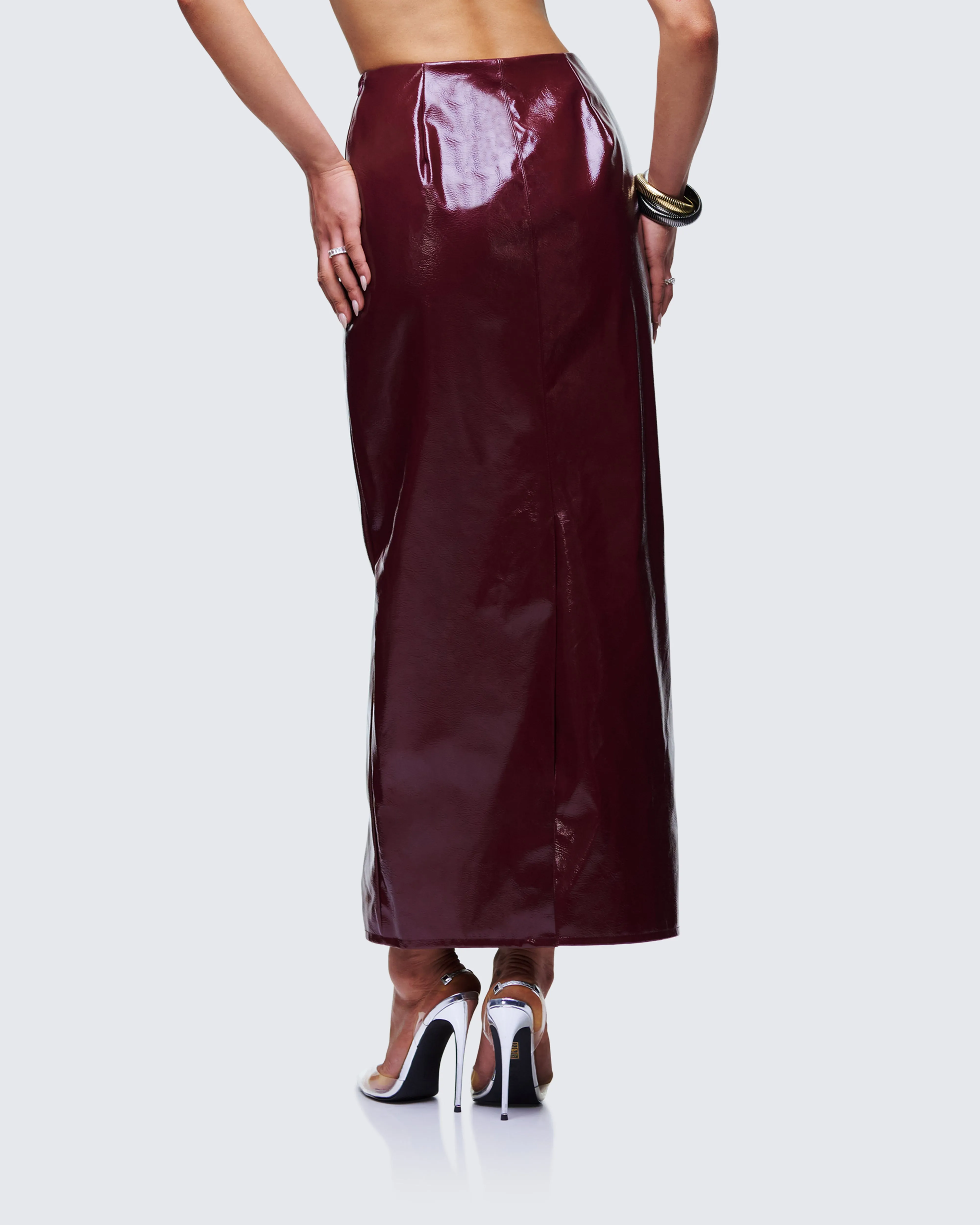 Matilde Plum Vegan Leather Pencil Midi Skirt sold by Finesse product image thumbnail 4