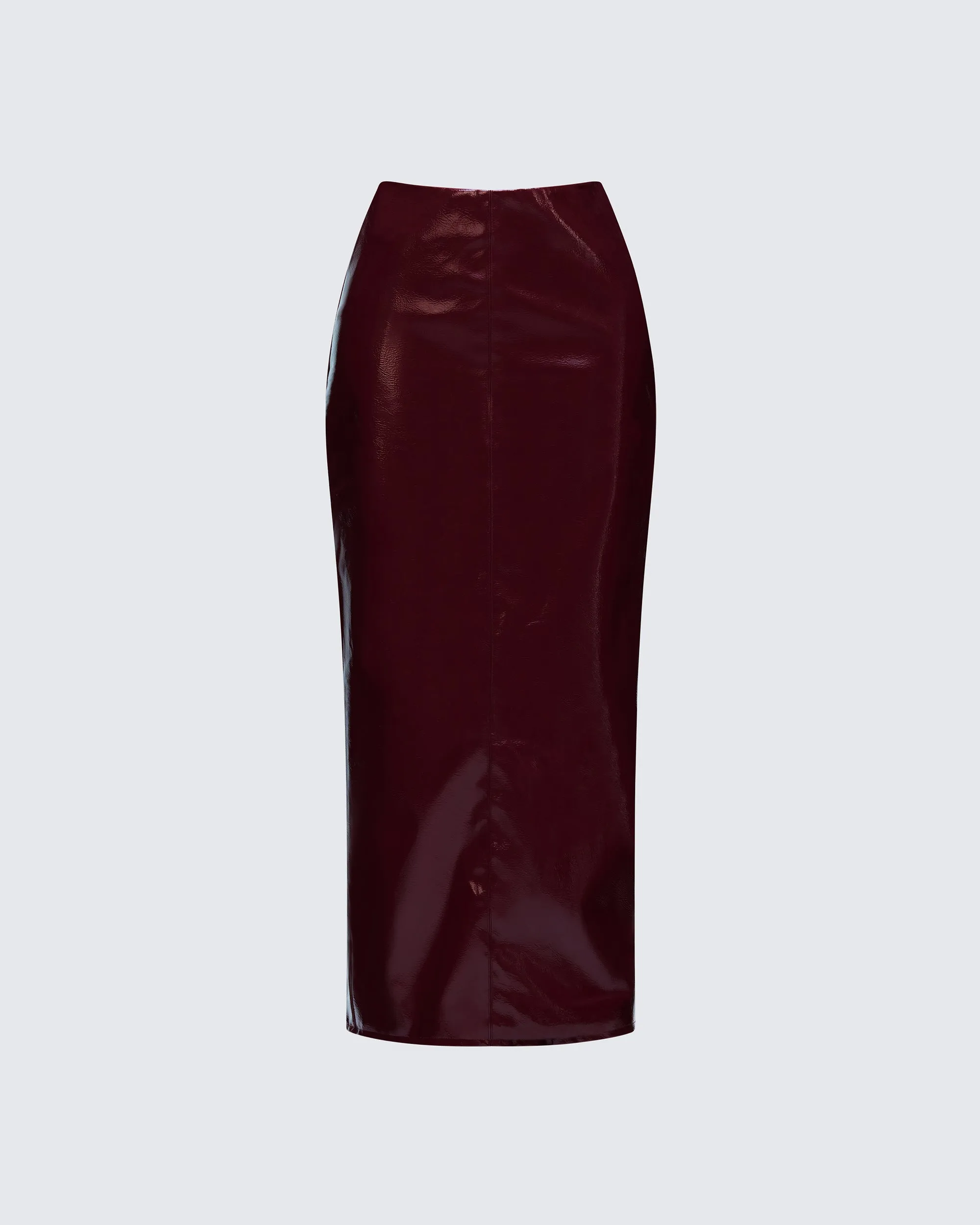 Matilde Plum Vegan Leather Pencil Midi Skirt sold by Finesse