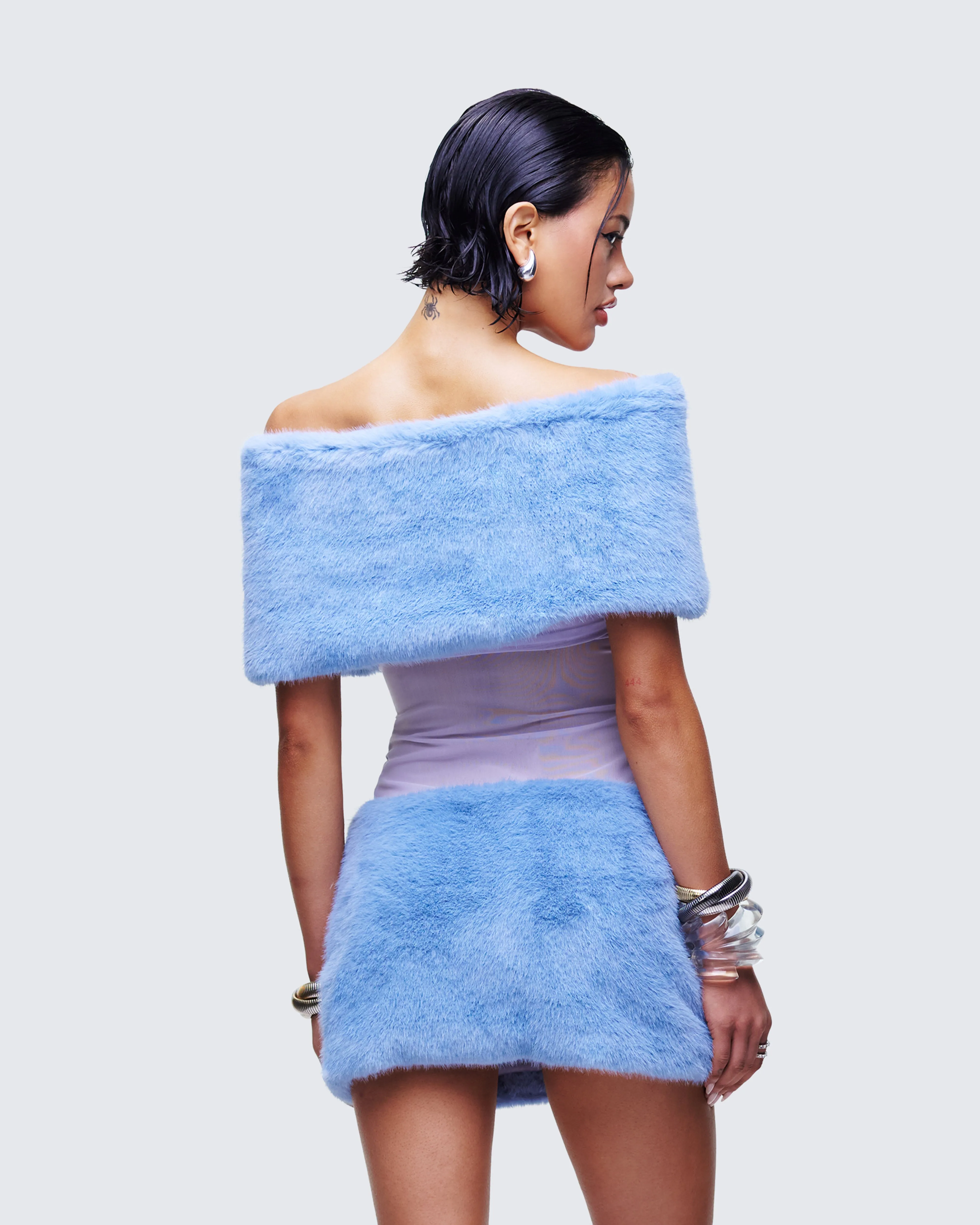 Noelle Blue Faux Fur Shrug sold by Finesse product image thumbnail 4