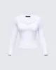 Draya White Rib Lace Top sold by Finesse
