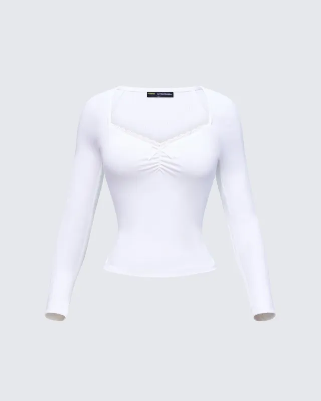 Draya White Rib Lace Top sold by Finesse