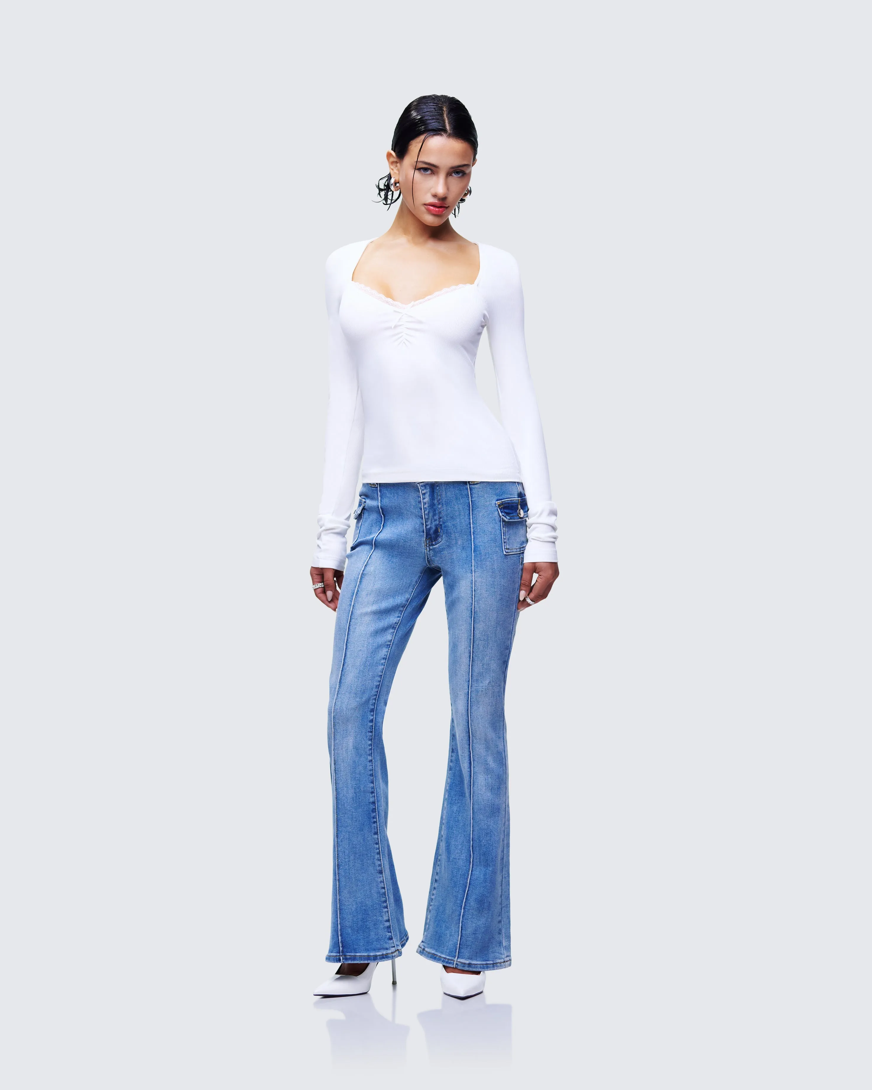Draya White Rib Lace Top sold by Finesse product image thumbnail 5