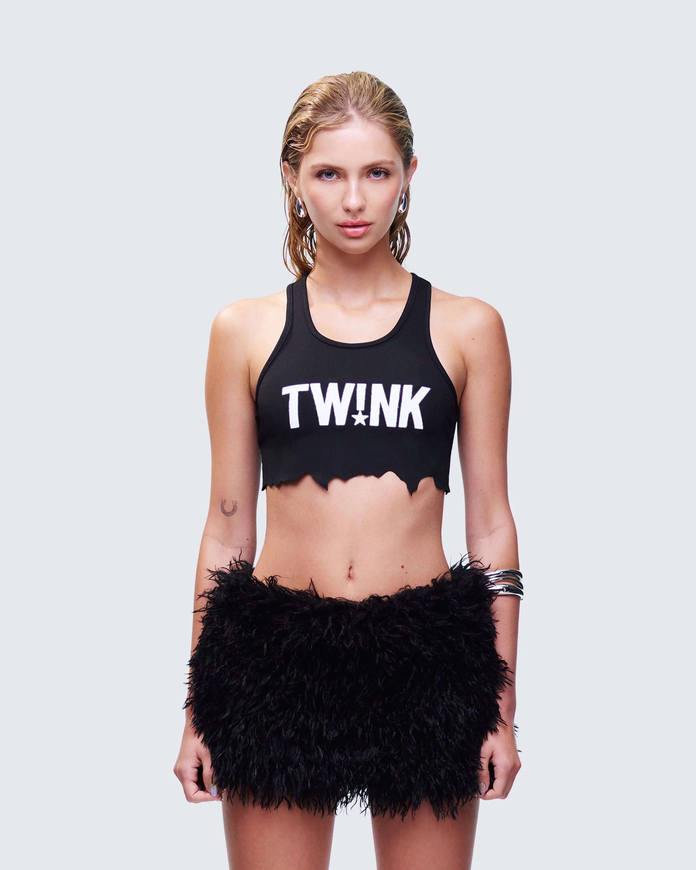 Maxine Black Graphic Cut Off Tank sold by Finesse product image thumbnail 2
