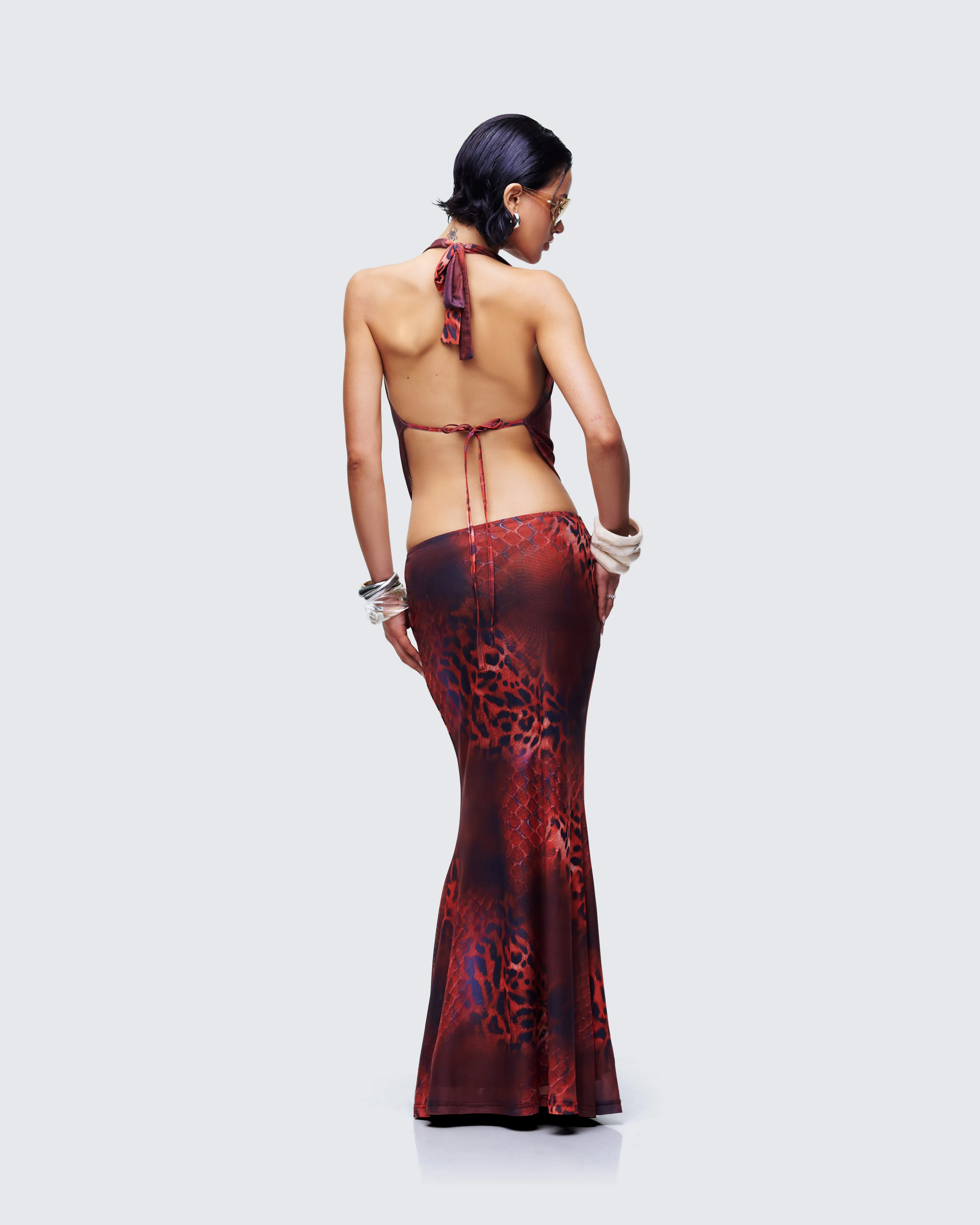 Neeve Brown Mesh Bead Trim Maxi Dress sold by Finesse product image thumbnail 5