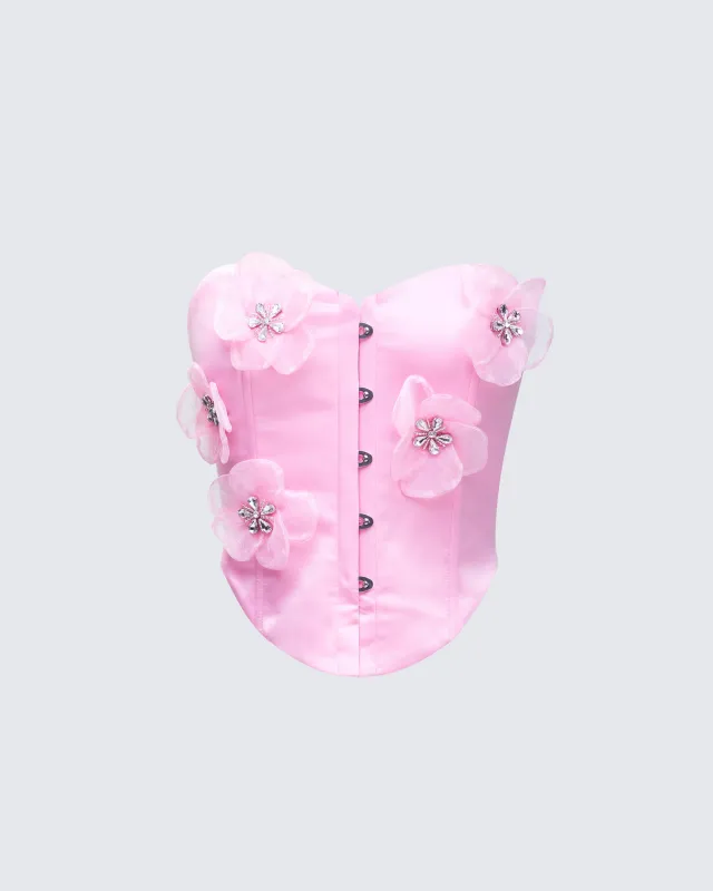 Saranna Pink Flower Corset sold by Finesse