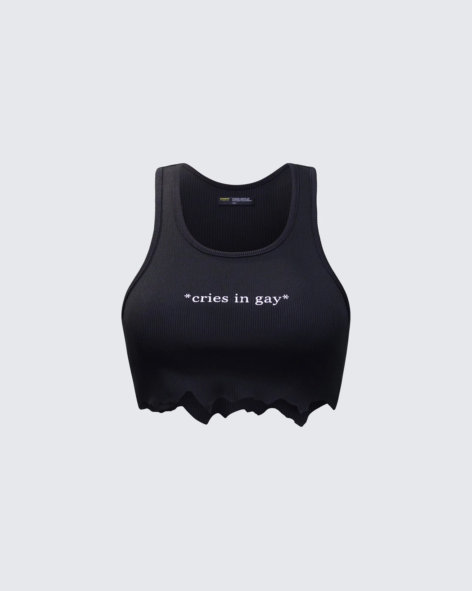 Emery Black Graphic Cut Off Tank sold by Finesse