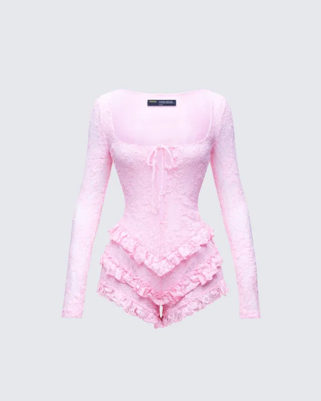 Oceane Pink Ruffle Edge Romper sold by Finesse