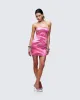 Magali Pink Printed Sequin Strapless Dress sold by Finesse