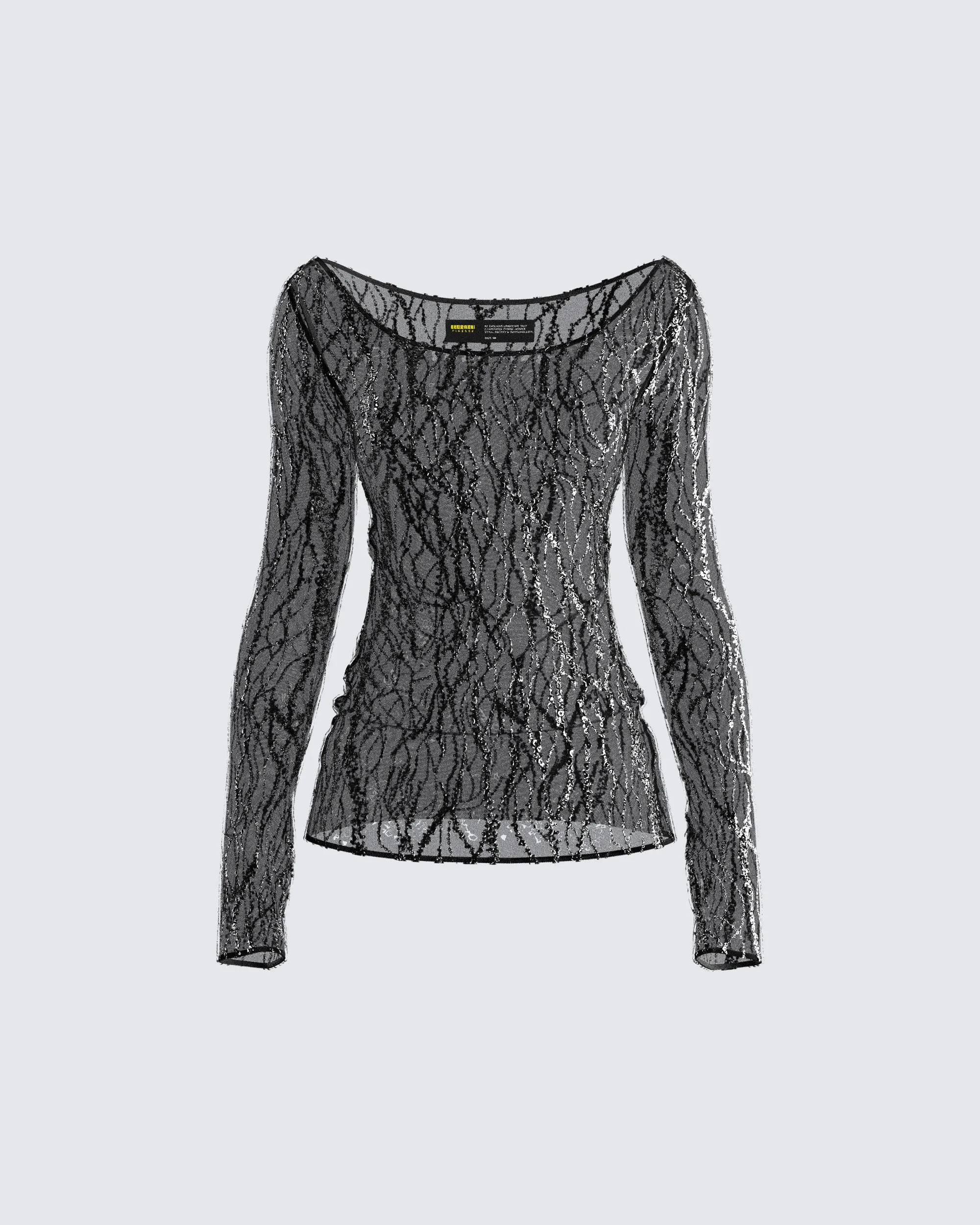 Francesca Black Sequin Sheer Top sold by Finesse