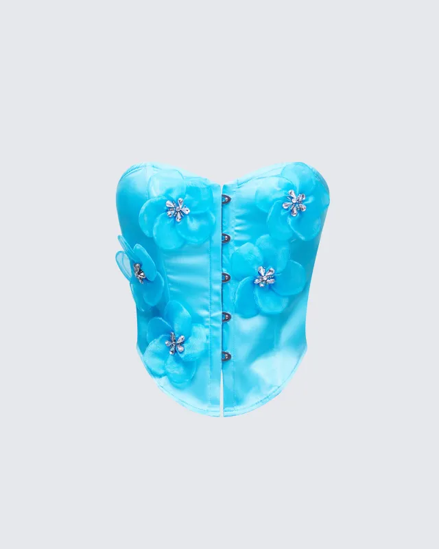 Saranna Blue Flower Corset sold by Finesse