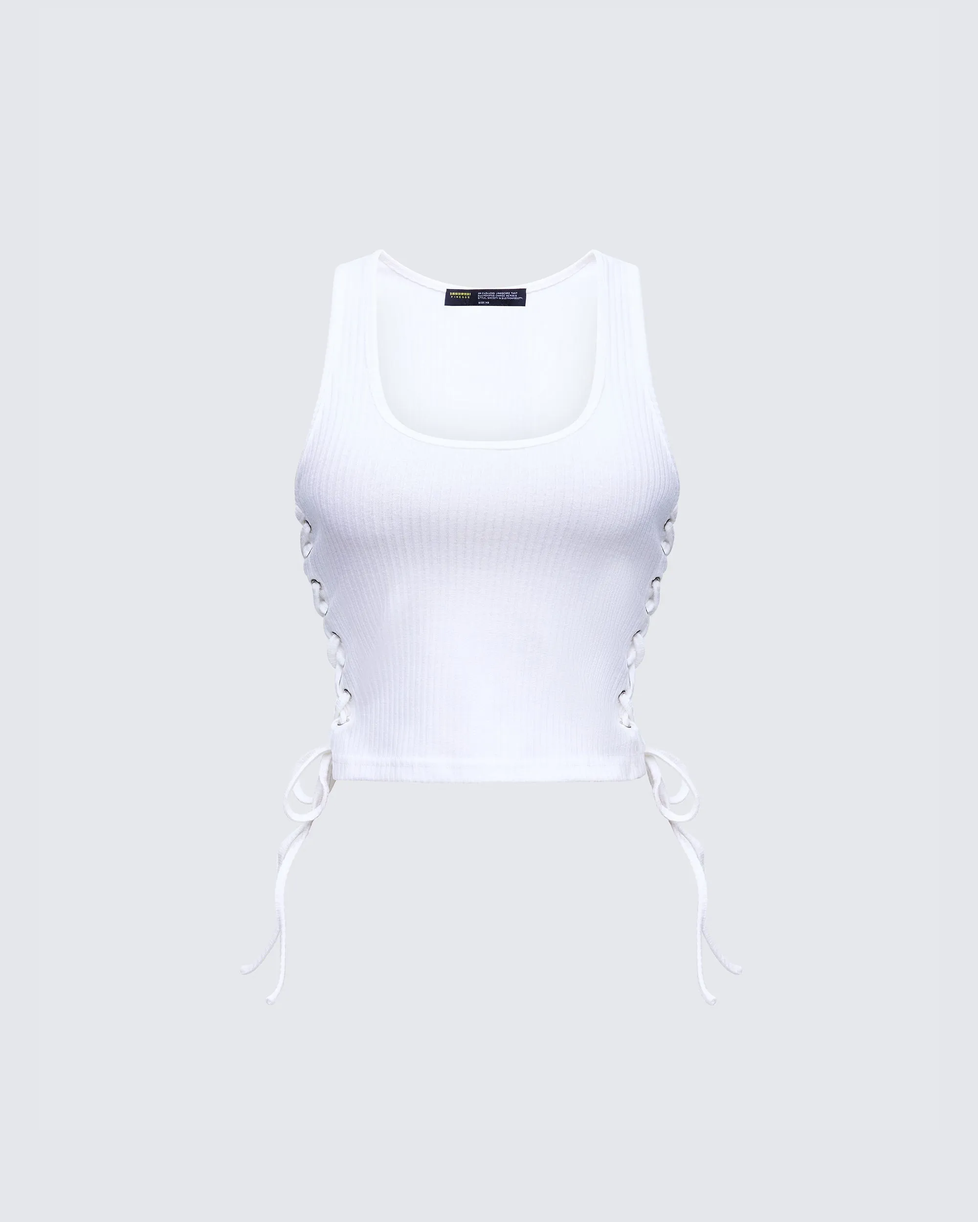 Nixie White Lace Up Tank sold by Finesse