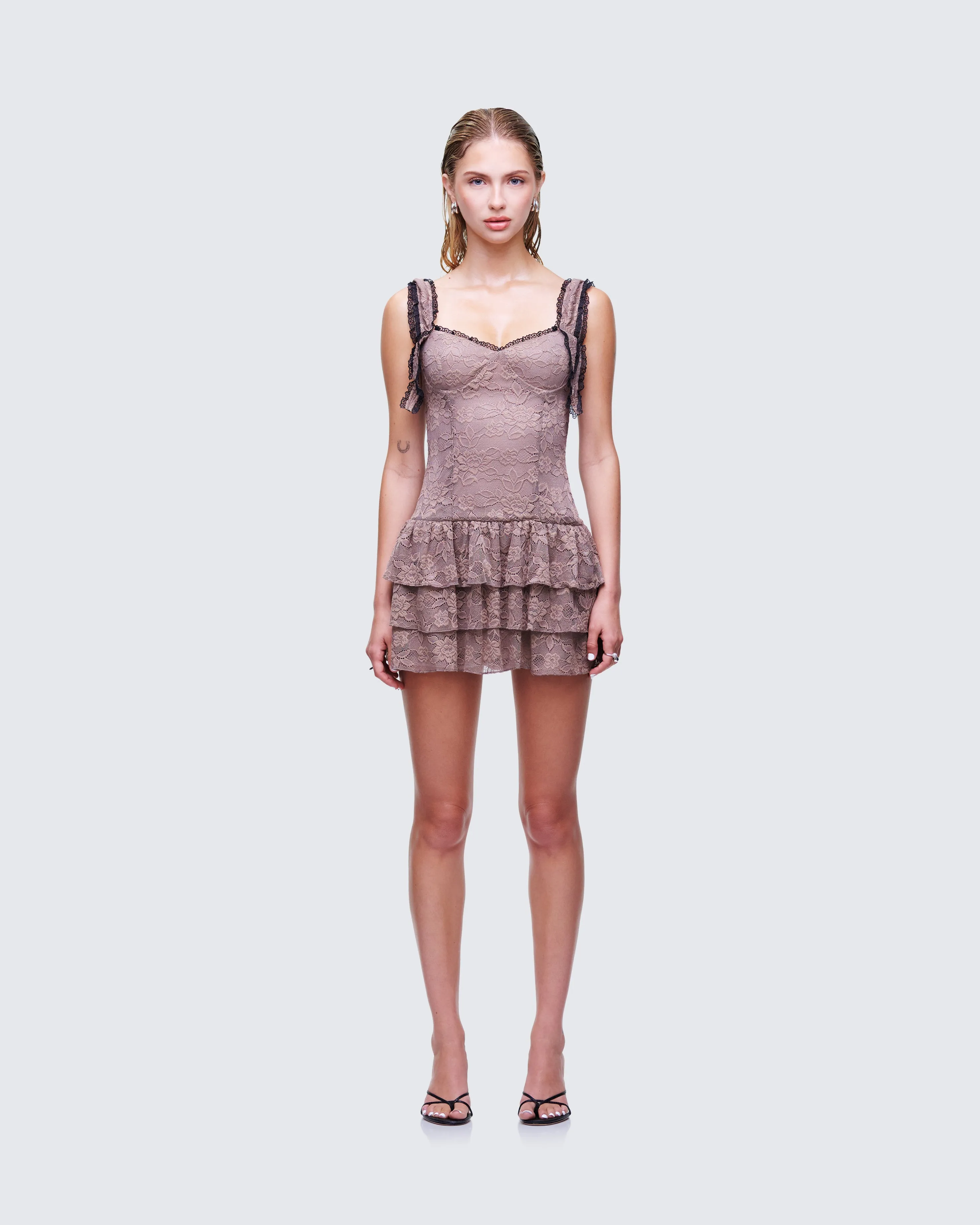 Jayella Tan Lace Mini Dress sold by Finesse product image thumbnail 2