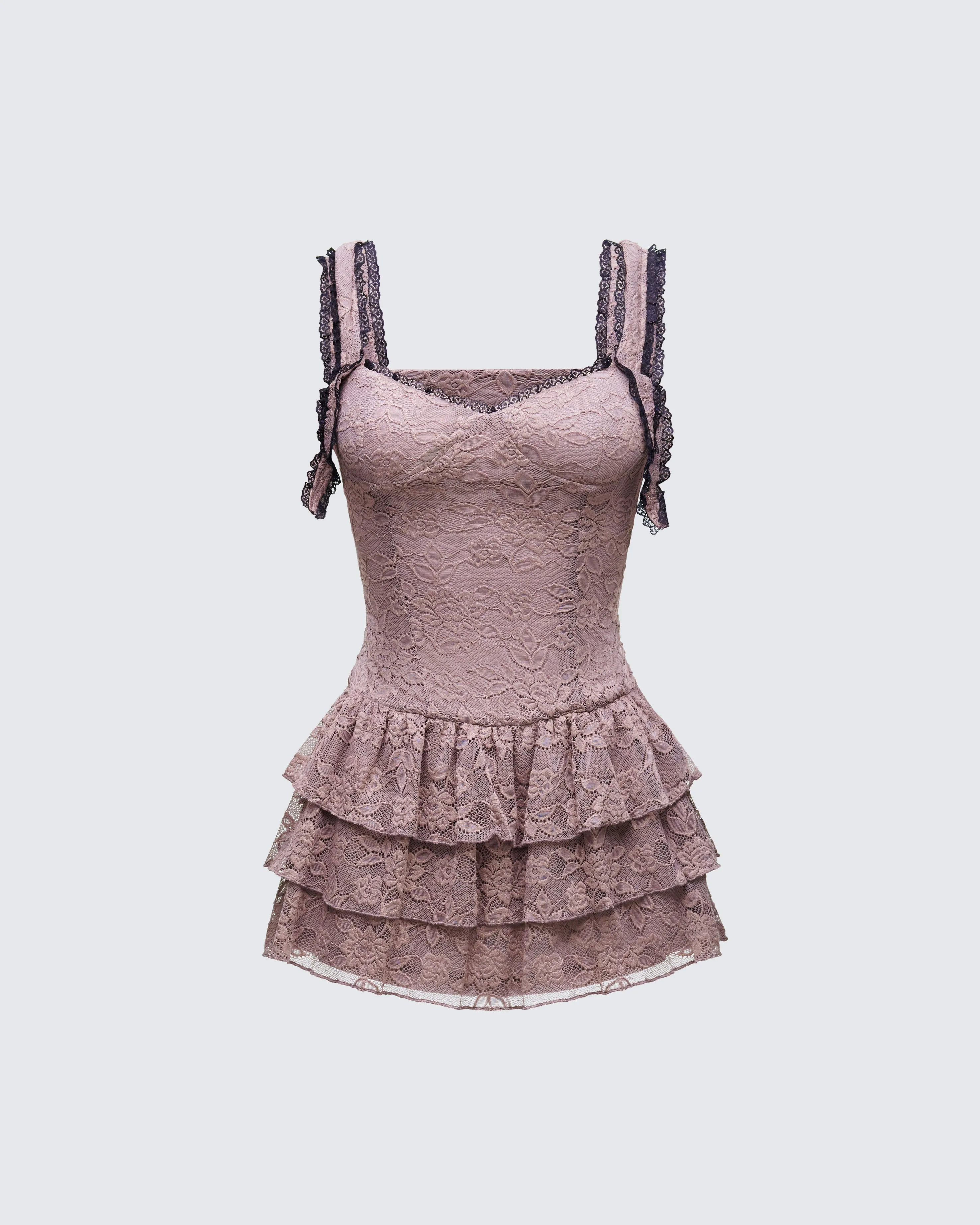 Jayella Tan Lace Mini Dress sold by Finesse