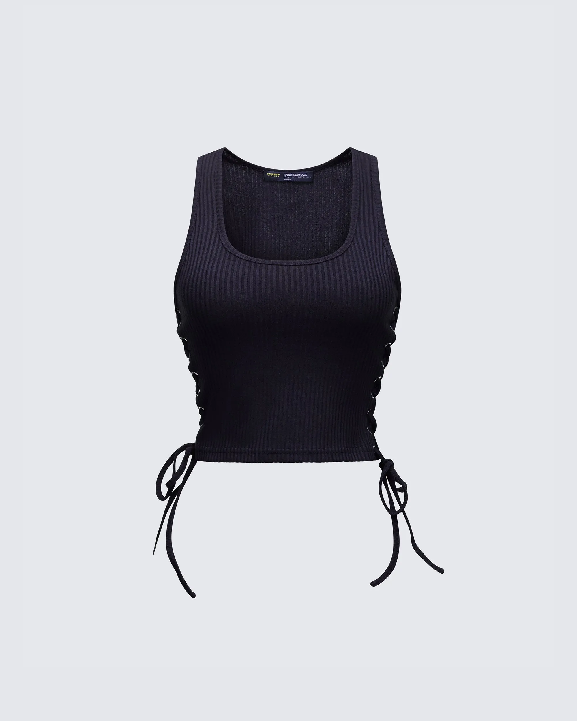 Nixie Black Lace Up Tank sold by Finesse
