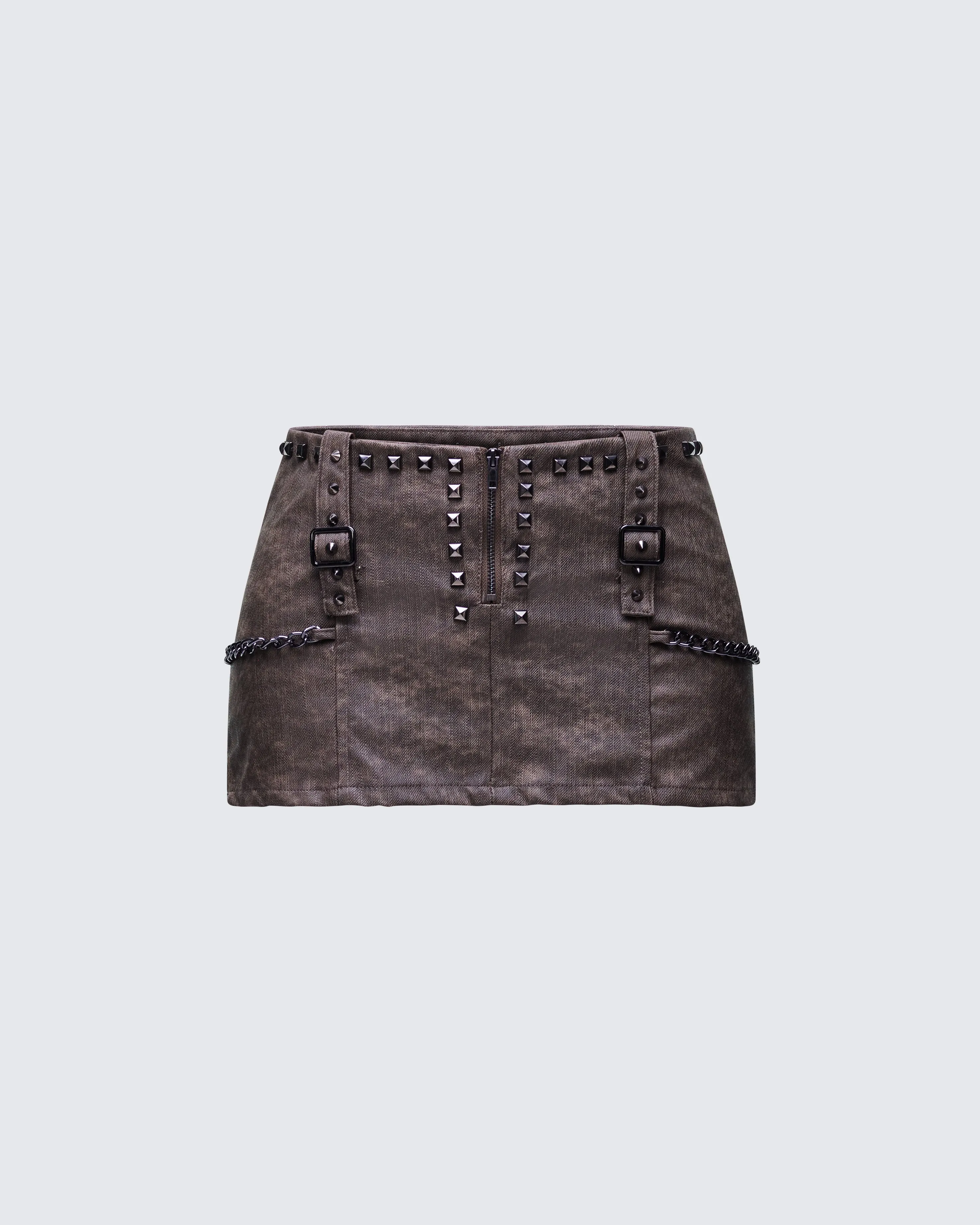 Hosea Brown Vegan Leather Micro Mini Skirt sold by Finesse