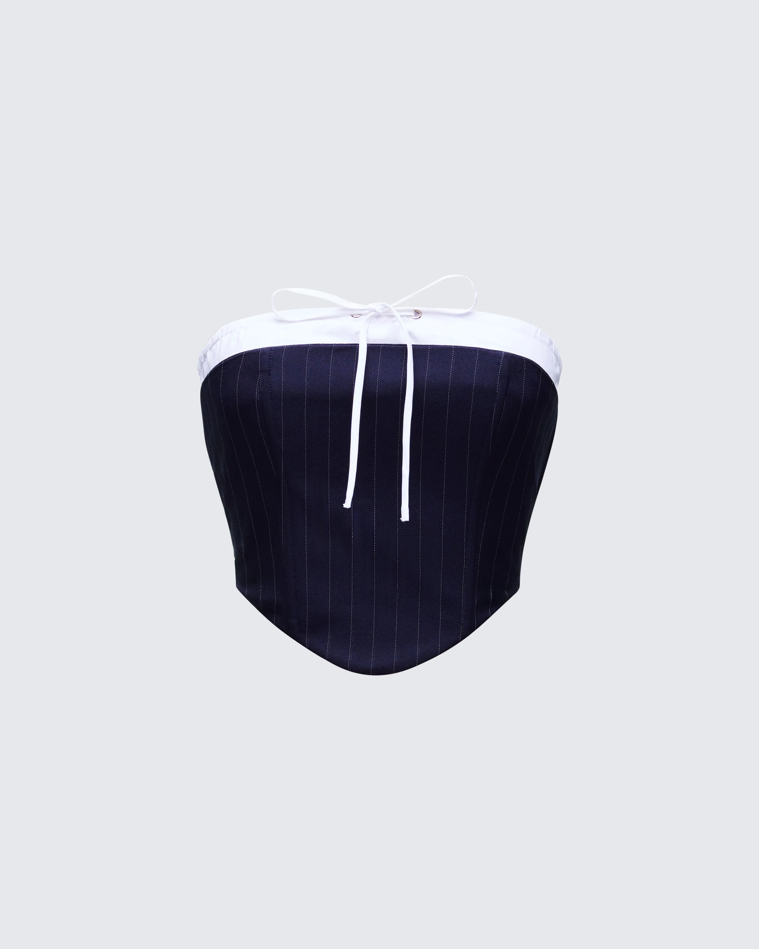 Piper Navy Pinstripe Corset Top sold by Finesse