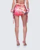 Cece Orange Printed Ruched Mini Skirt sold by Finesse