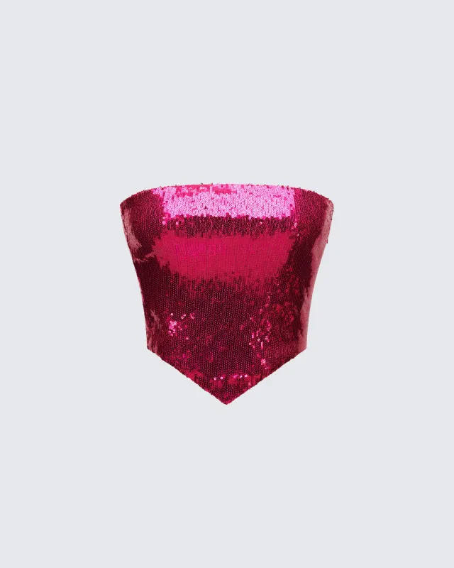 Astraia Pink Sequin Bandeau Top sold by Finesse