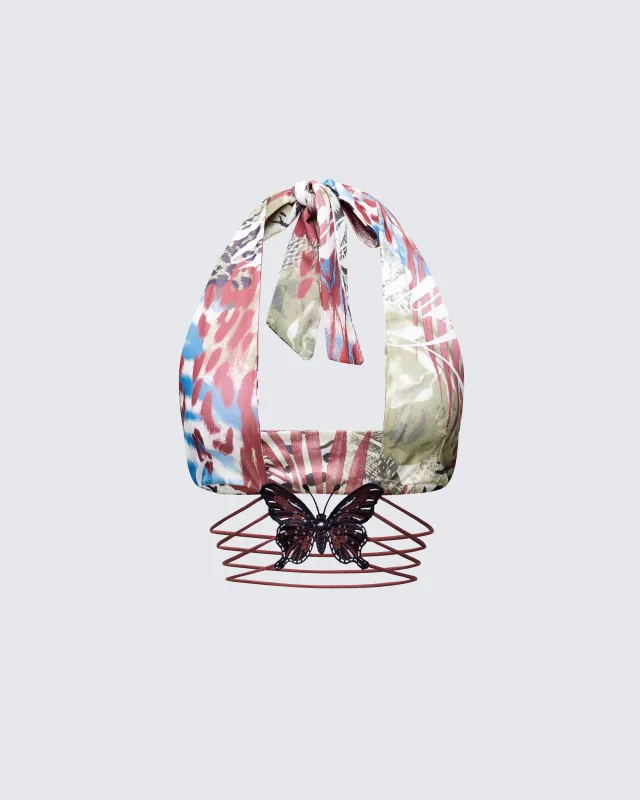 Cece Brown Printed Halterneck Top sold by Finesse