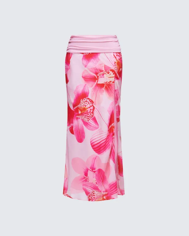 Alexis Printed Pink Maxi Skirt sold by Finesse