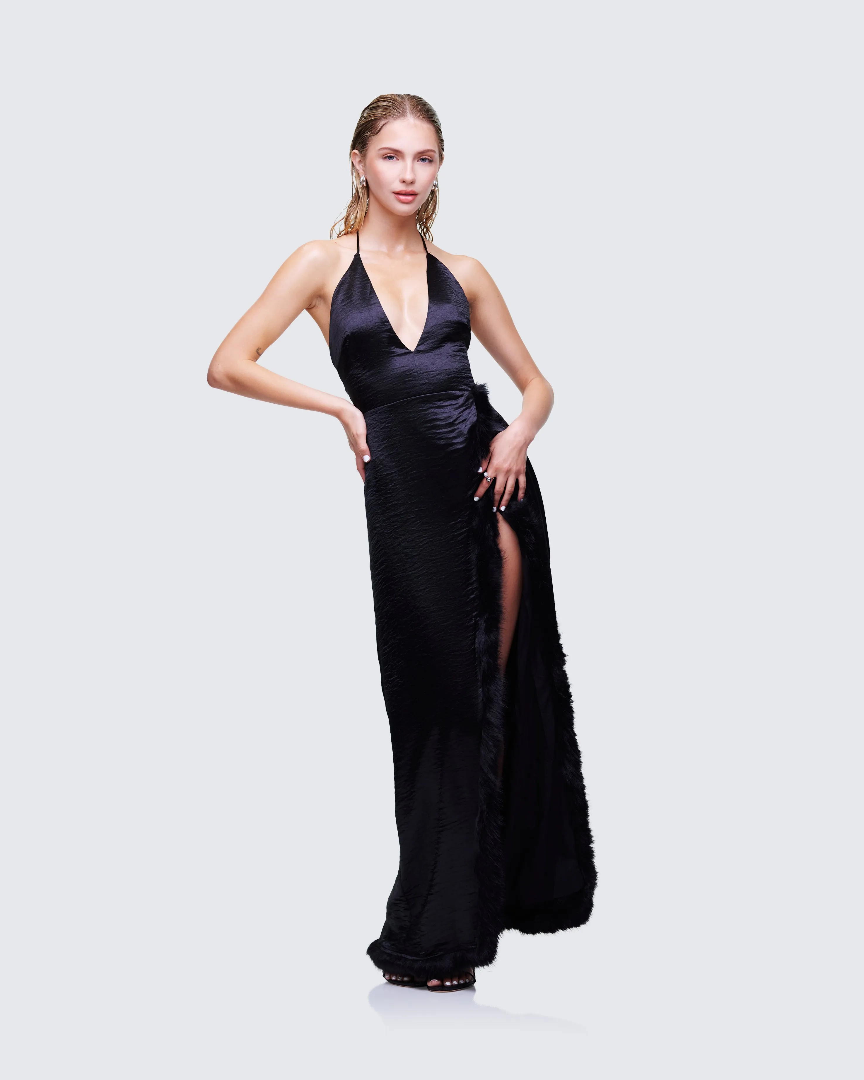 Ursula Black Wrap Maxi Dress sold by Finesse product image thumbnail 3