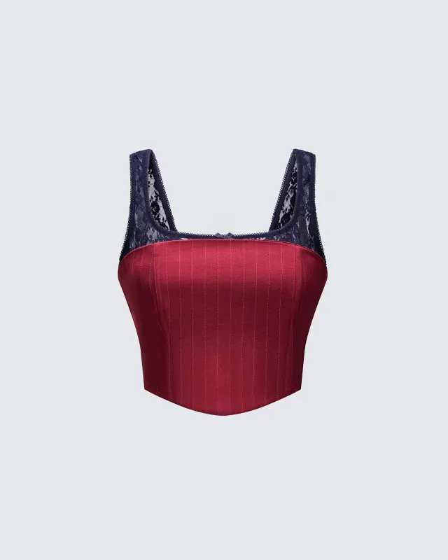 Scarlette Red Pinstripe Corset Top sold by Finesse