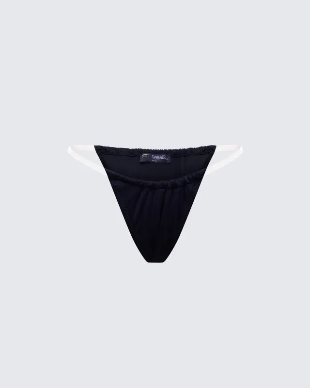Beth Black Clear Strap Bikini Bottom sold by Finesse