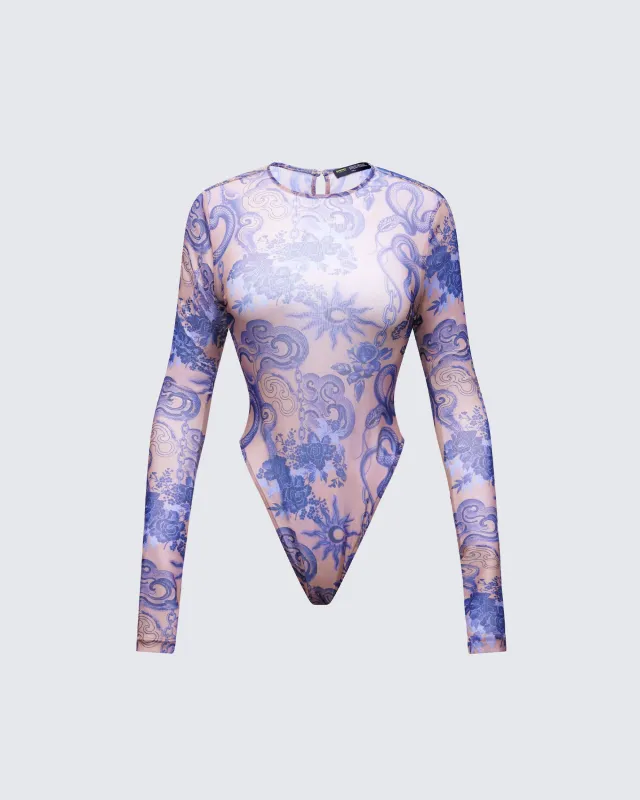 Thorne Multi Mesh Tattoo Printed Bodysuit sold by Finesse