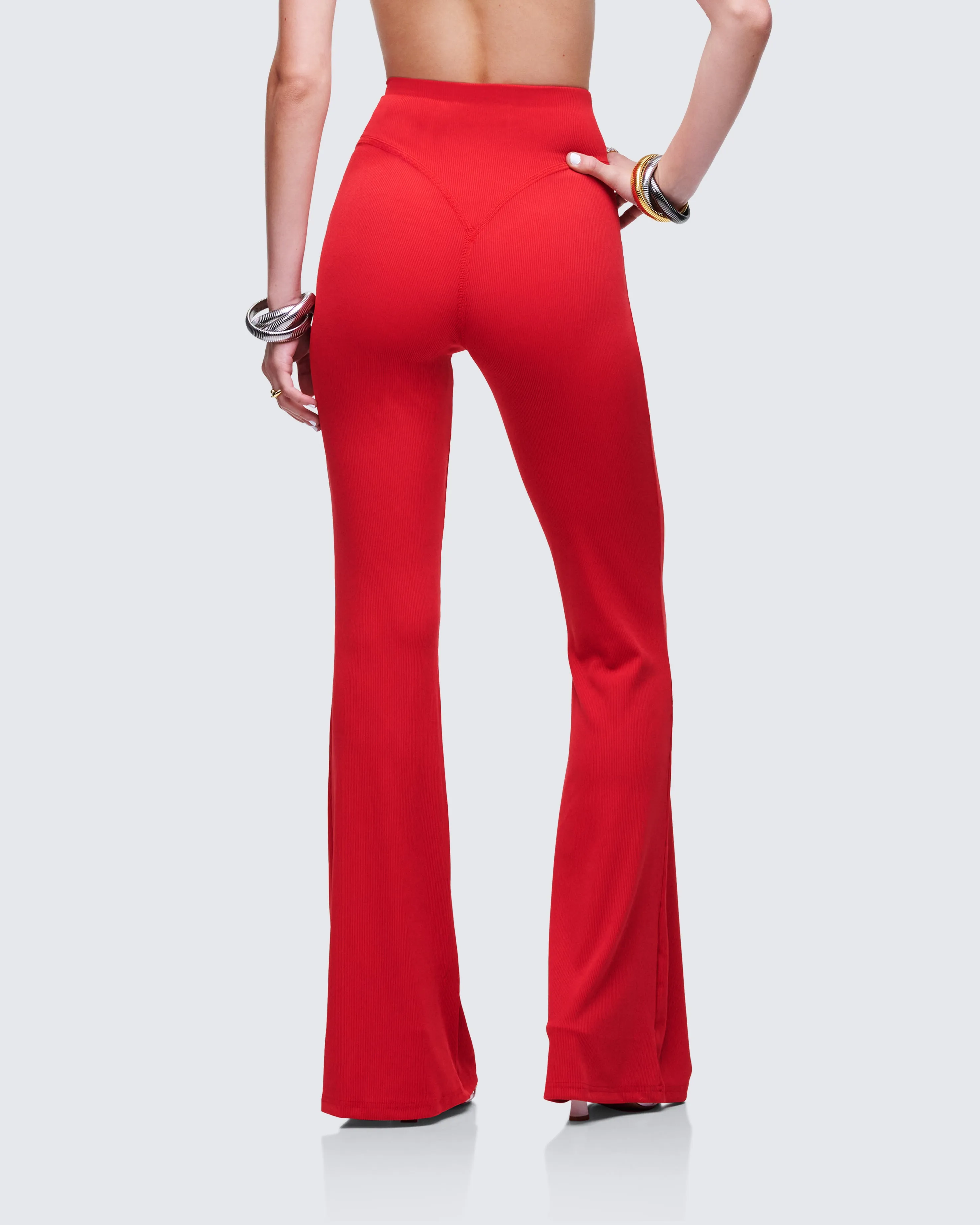 Cambree Red Ribbed Flare Legging sold by Finesse product image thumbnail 4