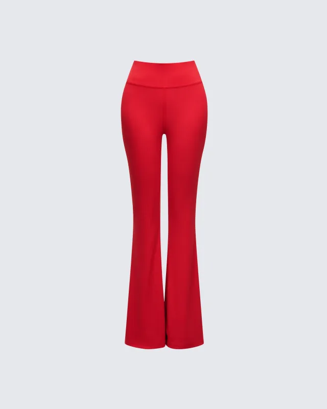 Cambree Red Ribbed Flare Legging sold by Finesse
