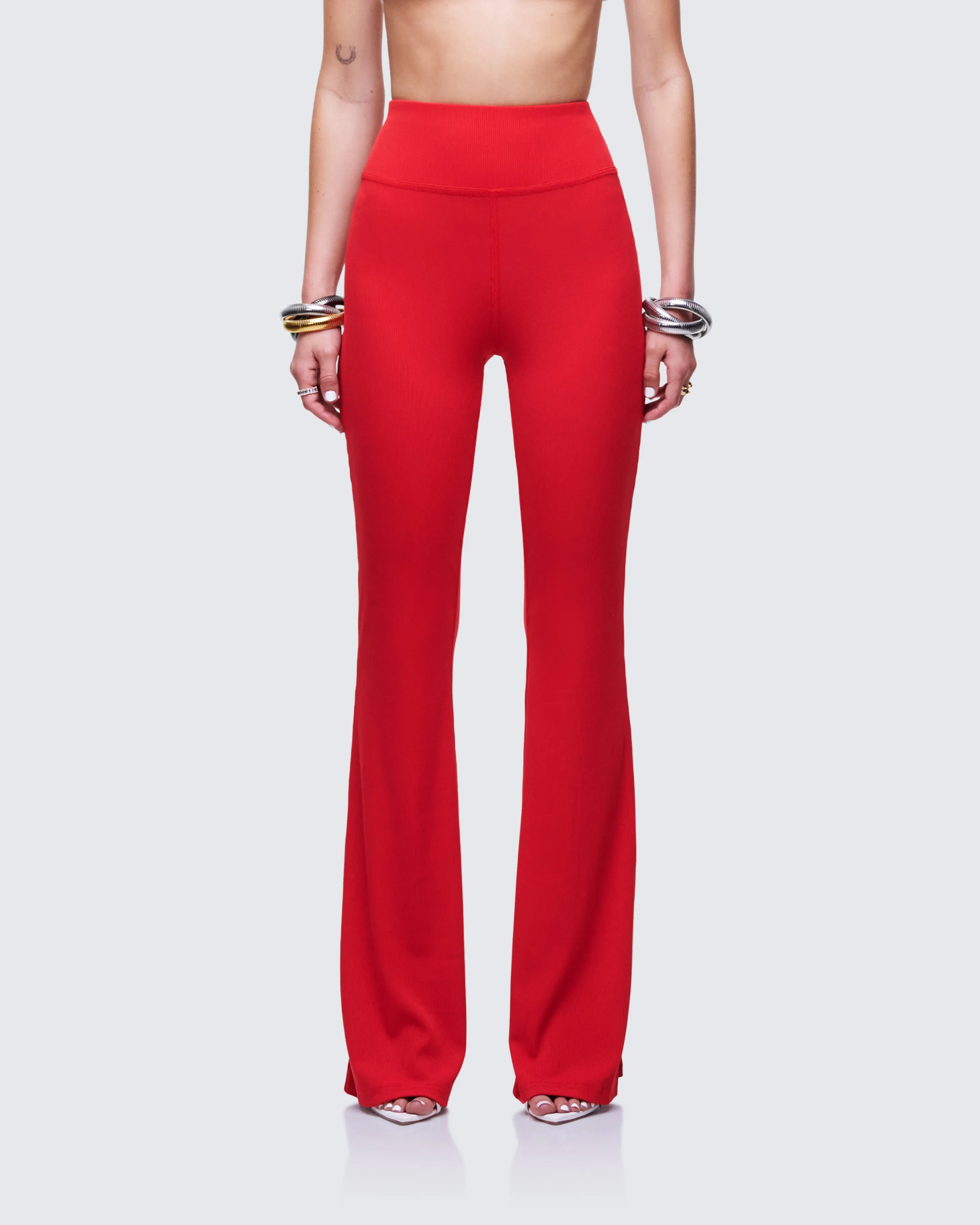 Cambree Red Ribbed Flare Legging sold by Finesse product image thumbnail 2