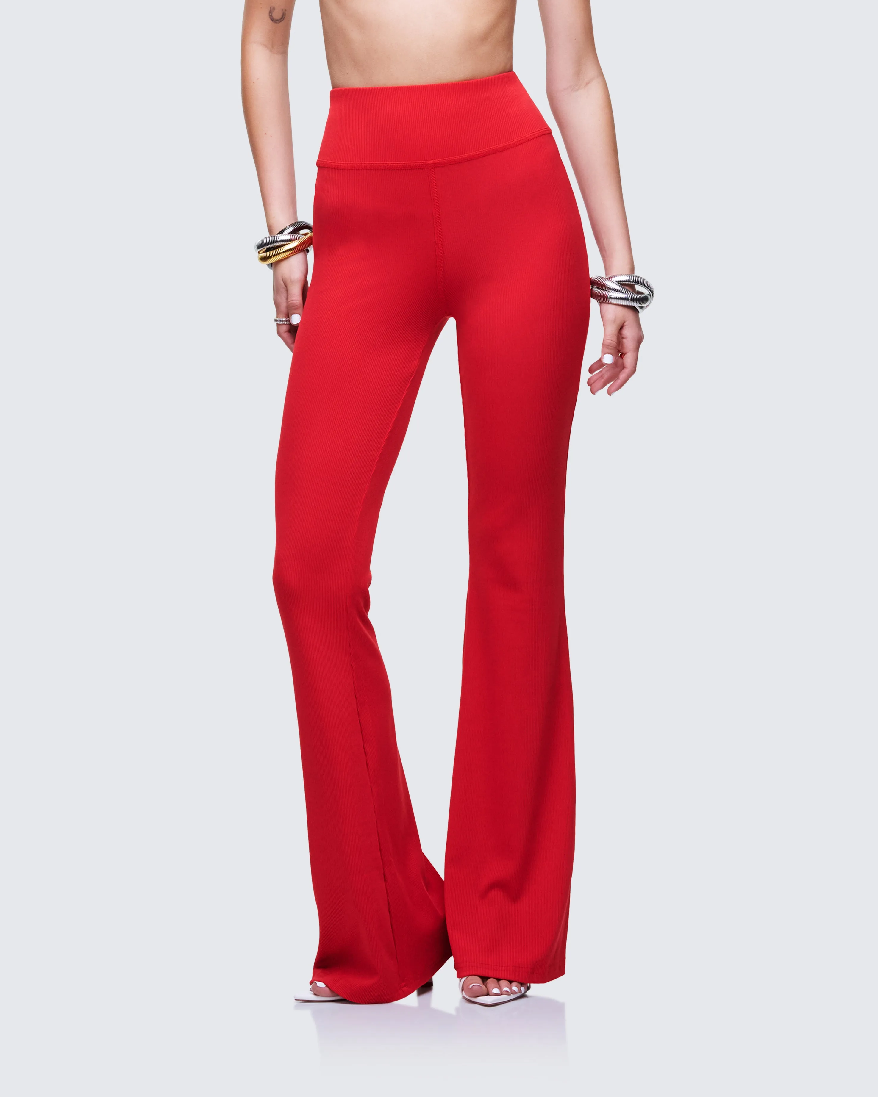 Cambree Red Ribbed Flare Legging sold by Finesse product image thumbnail 3